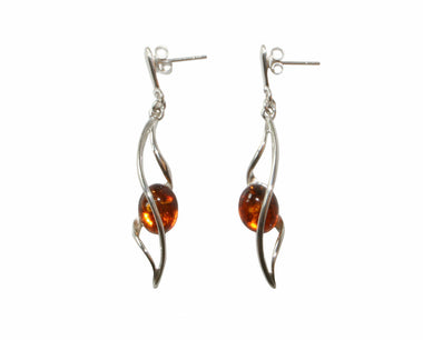 925 Silber Bernstein Ohrstecker in Lockenform I