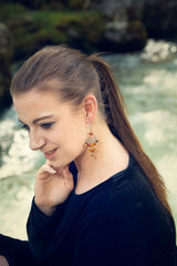 Ornamentale Bernstein 925 Silber Ohrringe