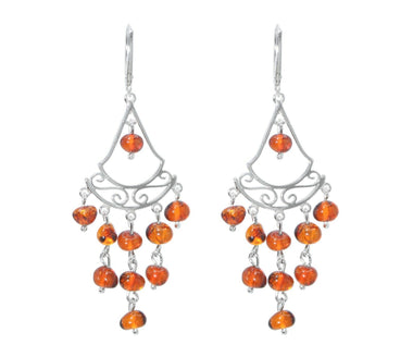 Ornamentale Bernstein 925 Silber Ohrringe