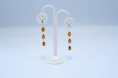 925 Silber Ohrstecker mit Cognacfarbenem Bernstein in Tropfenschliff