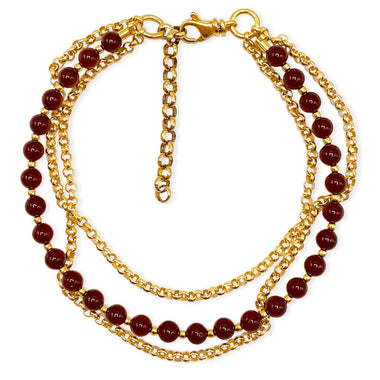 Mehrreihiges vergoldetes 925 Silber Armband mit Bernstein