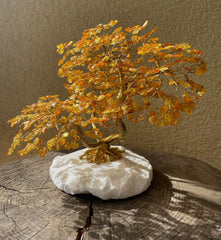 Bonsai Glücksbaum Lebensbaum Geldbaum aus Bernstein VIII 20 cm Handmade Handmade Feng Shui Deko