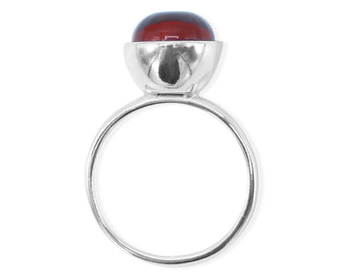 925 Silber Kelch-Ring mit Bernstein in Kirschfarbe