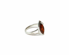 Moderner 925 Silber Ring mit Marquise-Bernstein