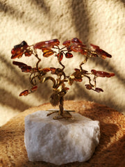 Bonsai Glücksbaum Lebensbaum Geldbaum aus Bernstein III 9 cm Handmade Feng Shui Deko