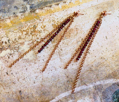 Lange Roségold 925 Silber Ohrstecker Ohrringe mit facettierten Granatsteinen