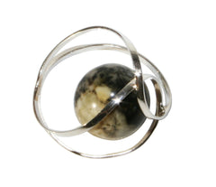 Umwickelter 925 Silber Bernsteinanhänger in Grün-Weiß