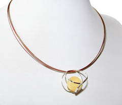 Umwickelter 925 Silber Bernsteinanhänger in Gelb