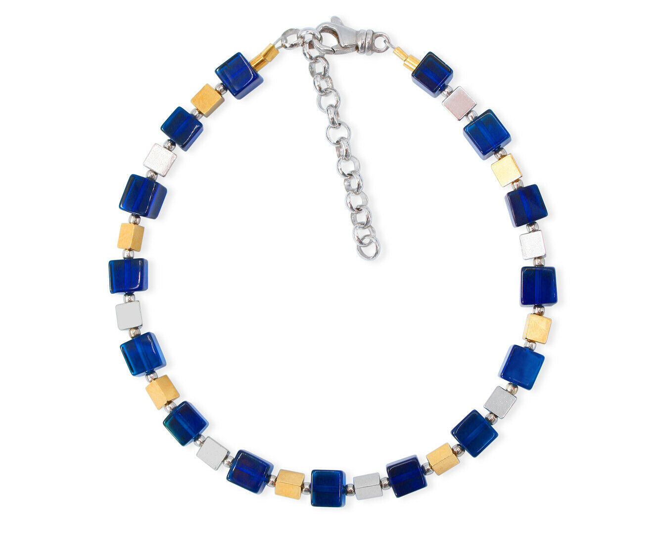 Elegantes Armband mit vergoldetem und rhodiniertem 925 Silber und blauem Bernstein