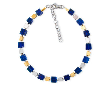 Elegantes Armband mit vergoldetem und rhodiniertem 925 Silber und blauem Bernstein