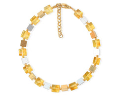 Elegantes Armband mit gelben Bernstein-Cubes und vergoldeten 925 Silber Dreiecken