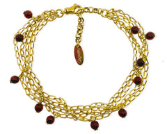 Vergoldetes 925 Silber Armband mit kleinen Bernsteinen in Kirschfarbe