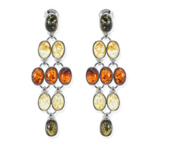 925 Silber Ohrstecker Ohrringe mit kleinen mehrfarbigen Bernsteinen
