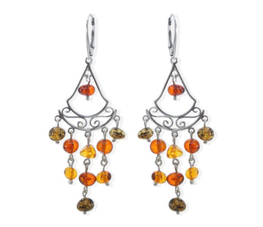 Ornamentale Bernstein 925 Silber Ohrringe
