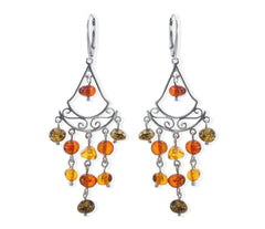 Ornamentale Bernstein 925 Silber Ohrringe