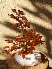 Bonsai Glücksbaum Lebensbaum Geldbaum aus Bernstein IV 16 cm Handmade Feng Shui Deko