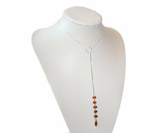 Zierliche längliche Silber Bernstein Kette in Cognac-Farbe