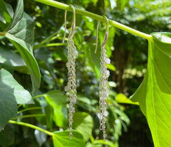 Lange Ohrhänger mit 925 Silber Ketten und facettiertem Labradorit