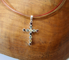 Zierliches 925 Silber Bernstein Kreuz Anhänger Kruzifix