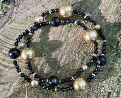 Wickelarmband mir Onyx und vergoldeten 925 Silber Kugeln