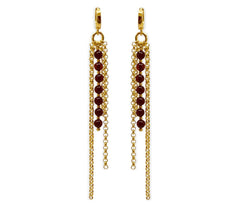 Lange Ohrringe mit vergoldetem 925 Silber und Bernstein in Kirschfarbe