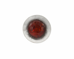 Runder 925 Silber Ring mit flachem Bernstein in Kirschfarbe