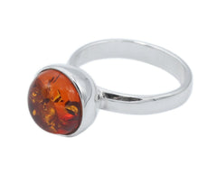 925 Silber Kelch-Ring mit Bernstein in Cognacfarbe