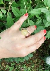 925 Silber Ring mit zitronengelber Bernsteinkugel