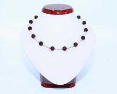 925 Silber Bernsteinkugel Collier in Kirschfarbe