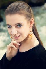 Ornamentale Bernstein 925 Silber Ohrringe