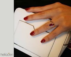 925 Silber Ring mit Bernstein im Marquise-Schliff