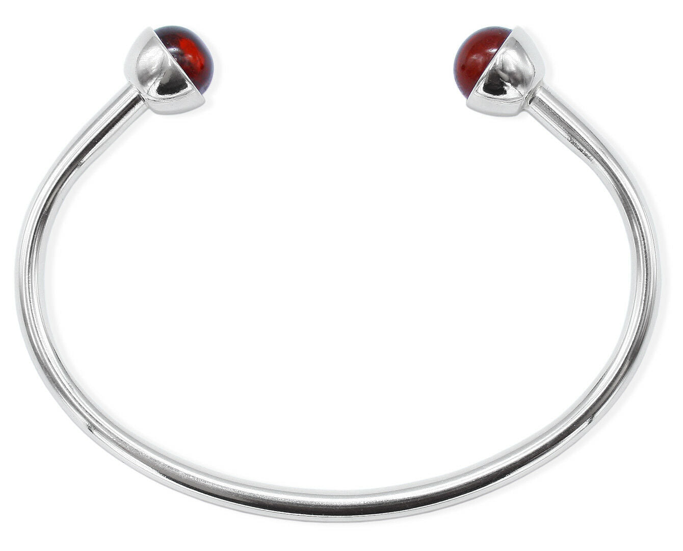 925 Silber Armreif mit zwei Bernsteinen in Kirschfarbe