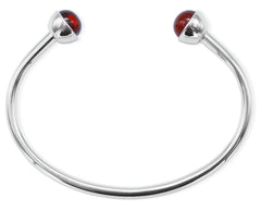 925 Silber Armreif mit zwei Bernsteinen in Kirschfarbe