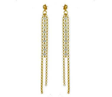 Lange vergoldete 925 Silber Ohrstecker mit facettierten Aquamarinsteinen