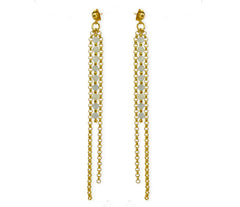 Lange vergoldete 925 Silber Ohrstecker mit facettierten Aquamarinsteinen