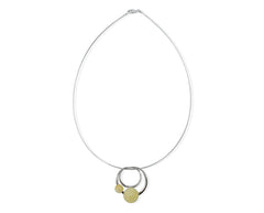 925 Silber Collier mit Sonnensystem-Bernstein-Anhänger V Milchfarbig