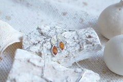 925 Silber Ohrstecker mit Marquise Bernsteinen in Gelb und Cognac