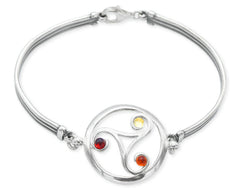 925 Silber Armreif mit keltischem Knoten und runden Bernsteinen