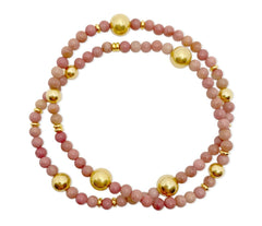 Doppelumwickeltes 925 Silber Armband mit Rhodochrosit