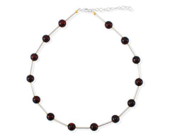 925 Silber Bernsteinkugel Collier in Kirschfarbe