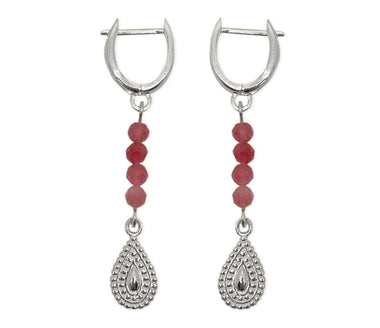 925 Silber Brisur Ohrringe mit Tropfenform und rosa Turmalin