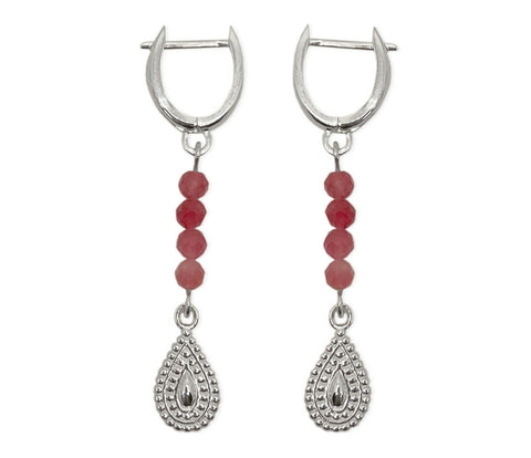 925 Silber Brisur Ohrringe mit Tropfenform und rosa Turmalin