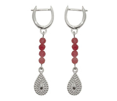 925 Silber Brisur Ohrringe mit Tropfenform und rosa Turmalin