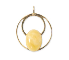 Runder vergoldeter Silber Bernstein Anhänger in Gelb