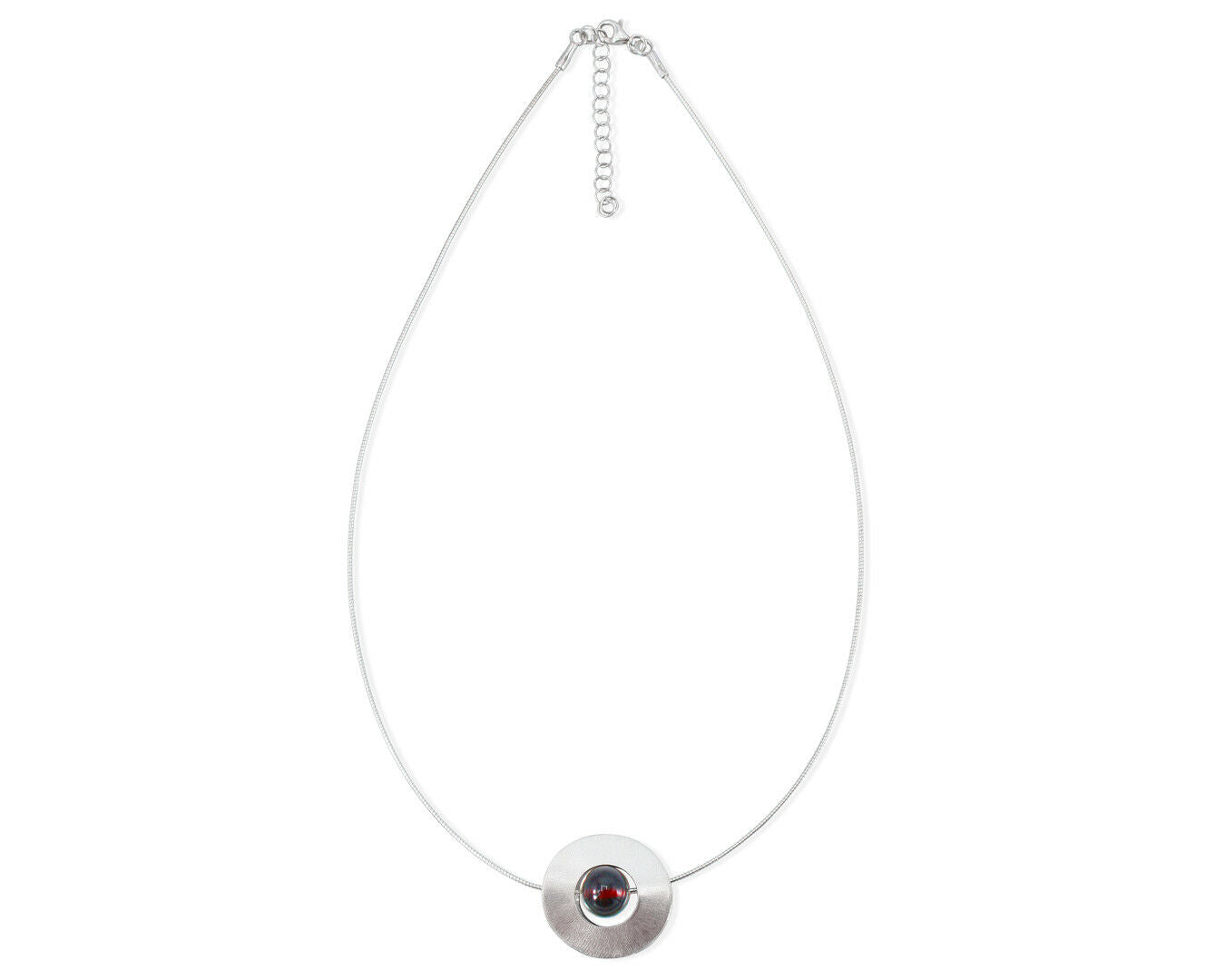 Elegantes 925 Silber Collier mit ummantelter Bernsteinkugel in Kirschfarbe