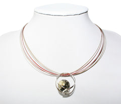 Umwickelter 925 Silber Bernsteinanhänger in Grün-Weiß