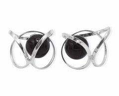 Umwickelte Ohrstecker mit Bernsteinkugel in Kirschfarbe und 925 Silber