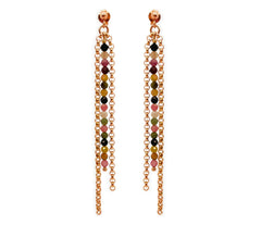 Lange Rosegold 925 Silber Ohrringe mit facettiertem mehrfarbigem Turmalin