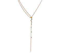 Rosegold 925 Sterling Silber Y-Kette mit Aquamarin Edelsteinen