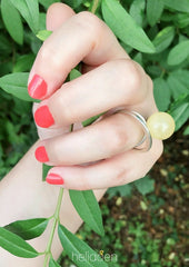 925 Silber Ring mit zitronengelber Bernsteinkugel